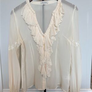 Boston Proper Cream Ruffle Blouse